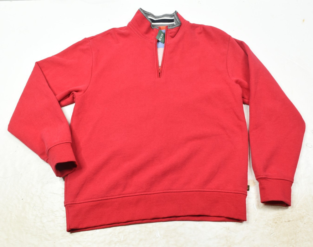 Orvis Sweater Mens Medium Red Long Sleeve 1/4 Zip Pullover Classic Fit